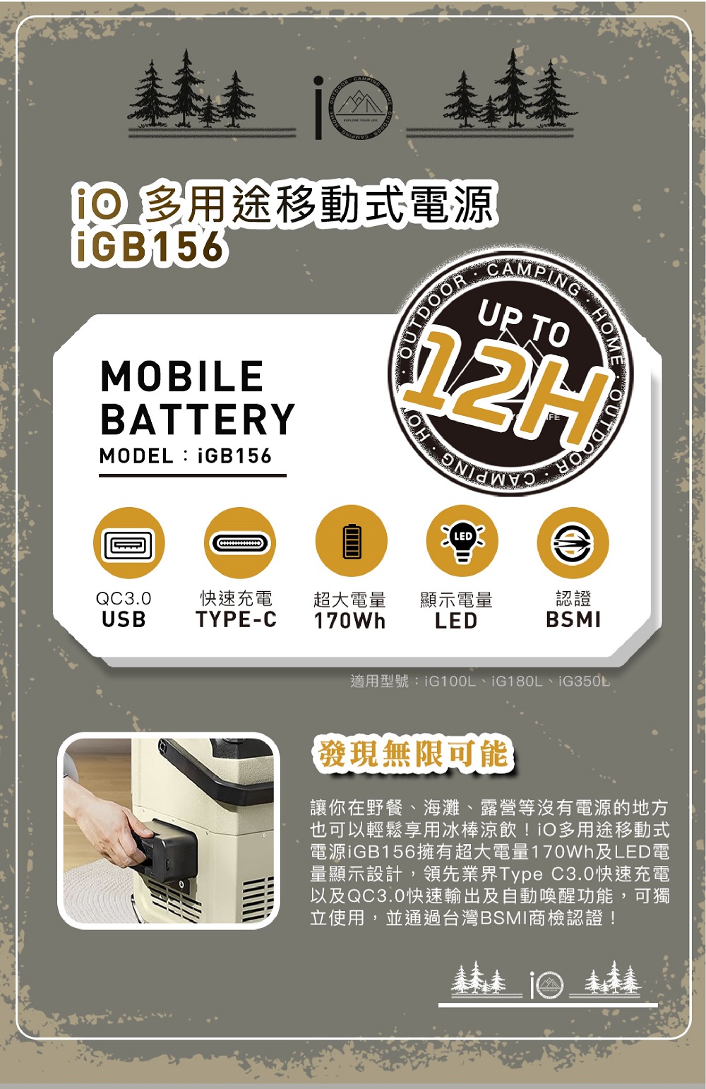 電源iGB156擁有超大電量170Wh及LED電