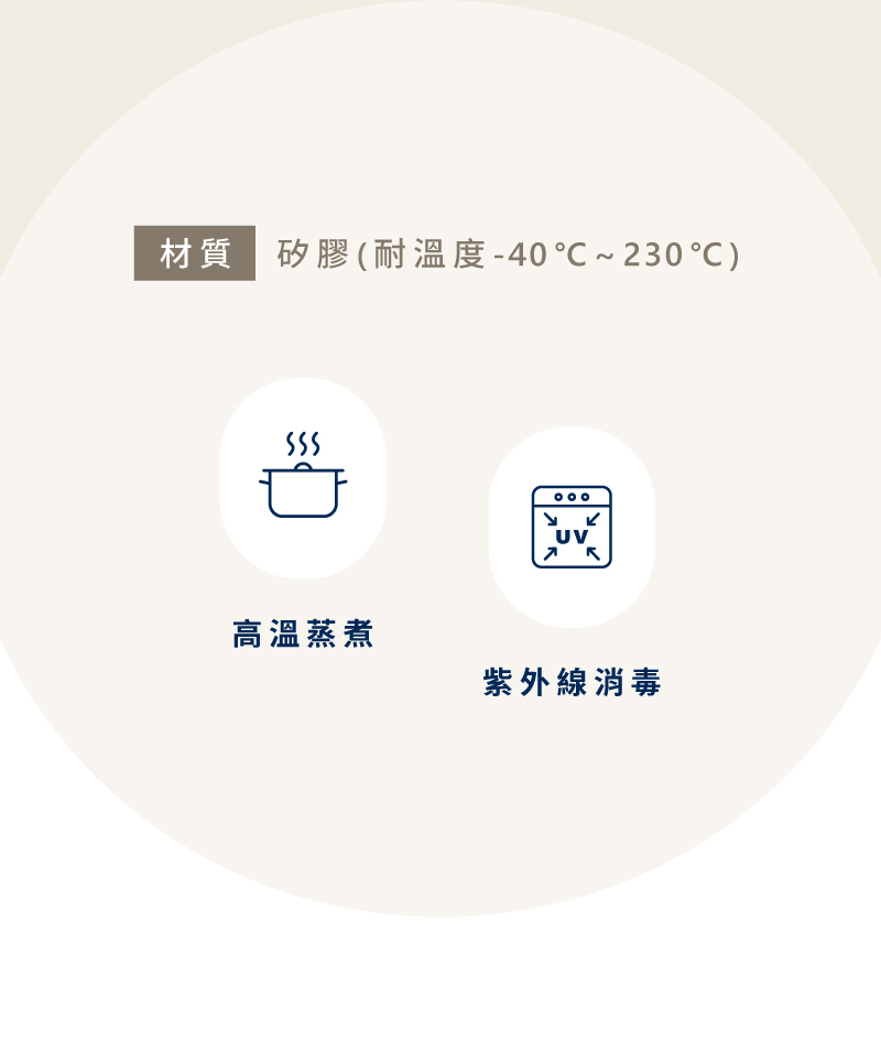 材質 矽膠耐溫度40230 高溫蒸煮 紫外線消毒 