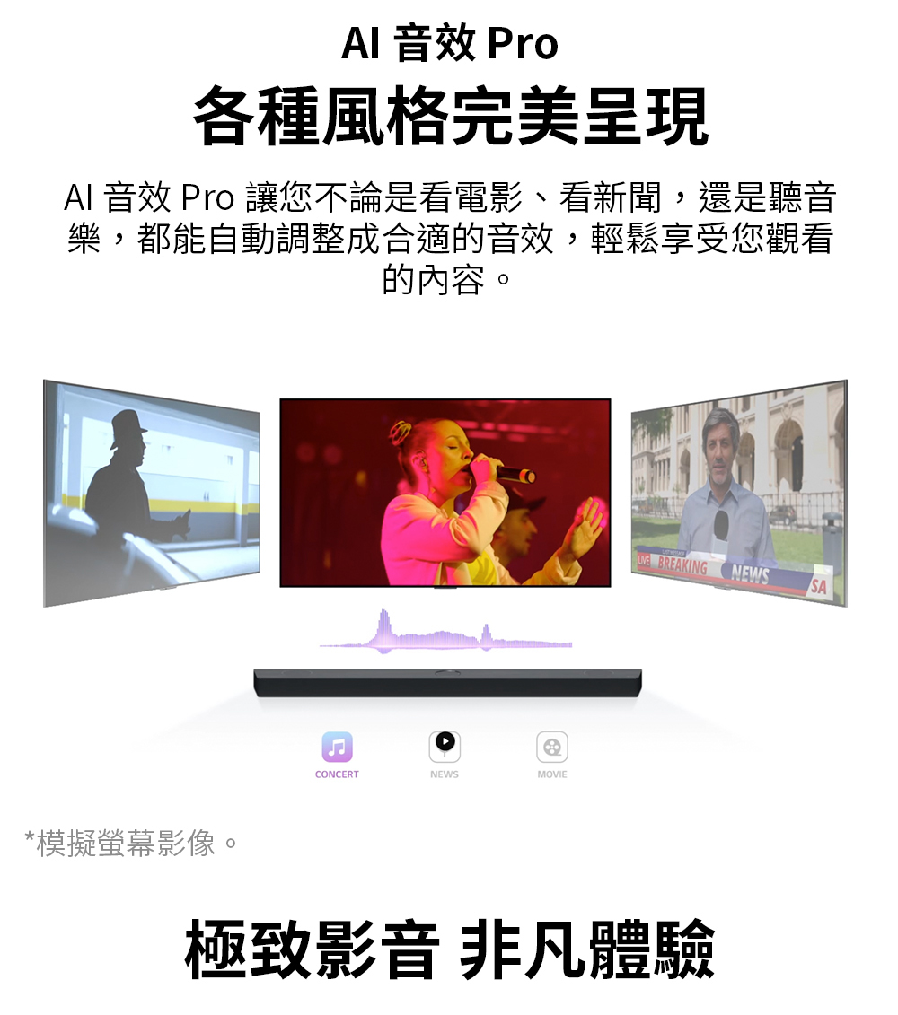AI 音效 Pro 讓您不論是看電影、看新聞,還是聽音