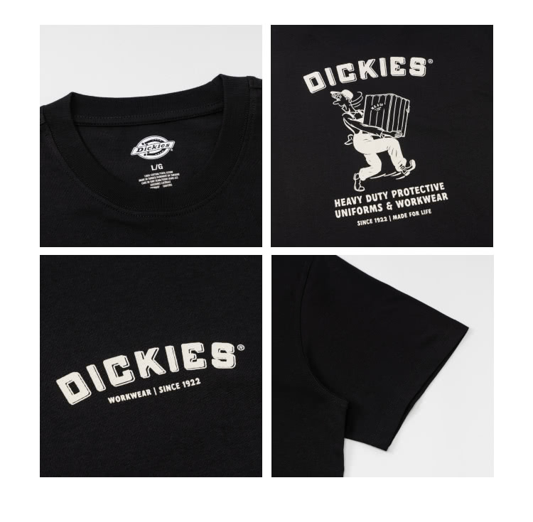 Dickies 男女款黑色純棉背面大圖案品牌印花休閒短袖T恤