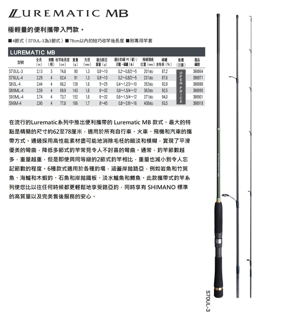 SHIMANO LUREMATIC MB S76UL-4 海