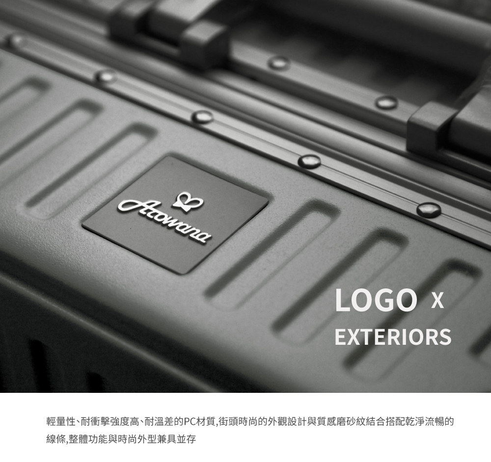 輕量性、耐衝擊強度高、耐溫差的PC材質,街頭時尚的外觀設計與質感磨砂紋結合搭配乾淨流暢的 線條,整體功能與時尚外型兼具並存 