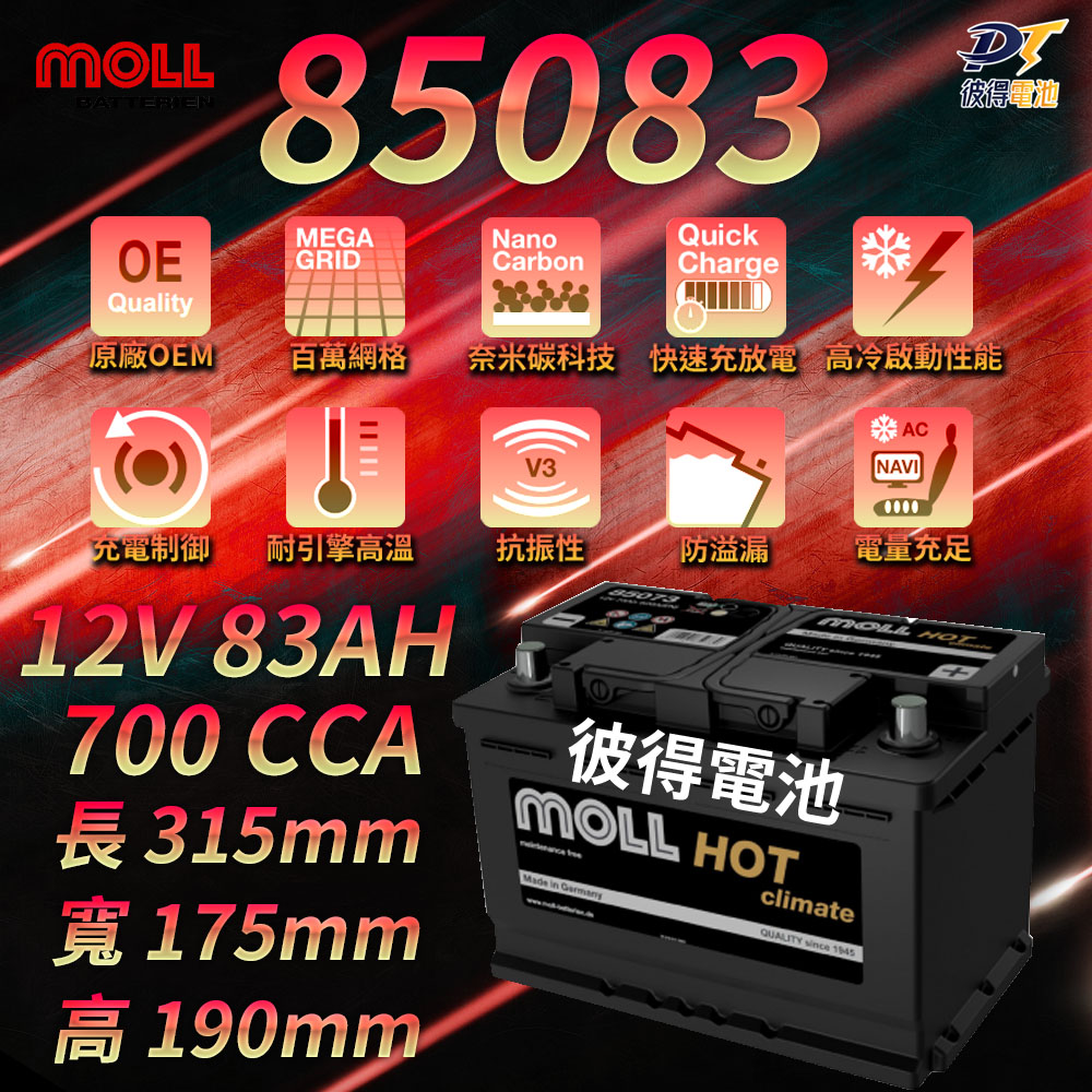 MOLL 85083 HOT Climate電瓶 高性能 1