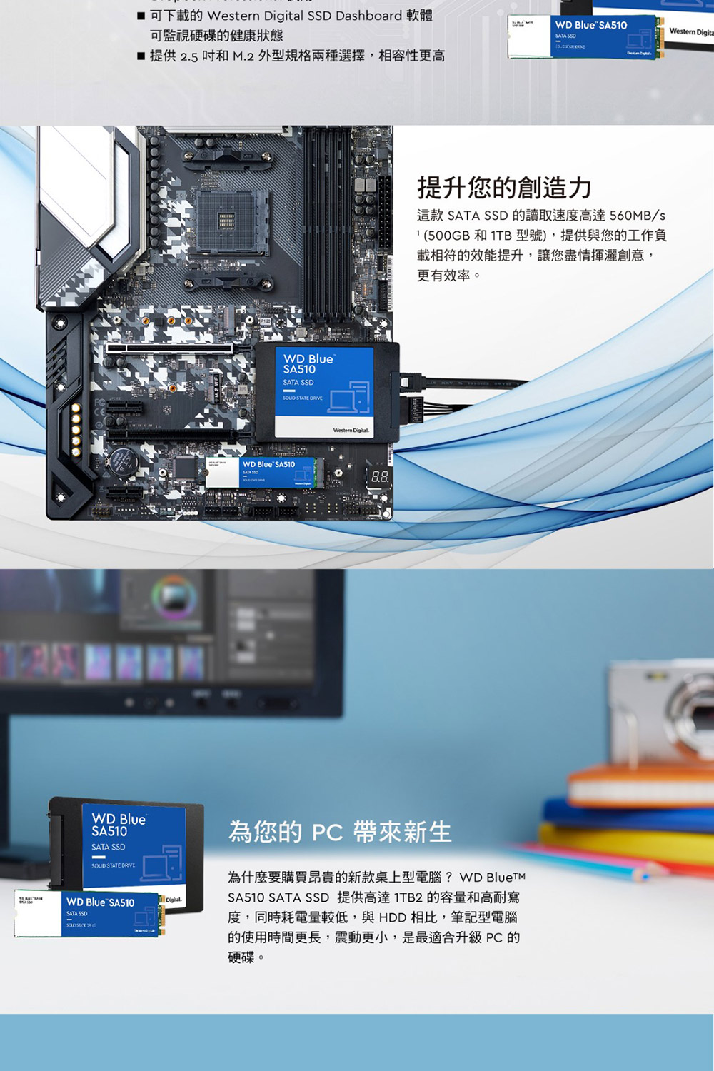 WD 威騰 搭外接盒 ★ WD BLUE 藍標 SA510 