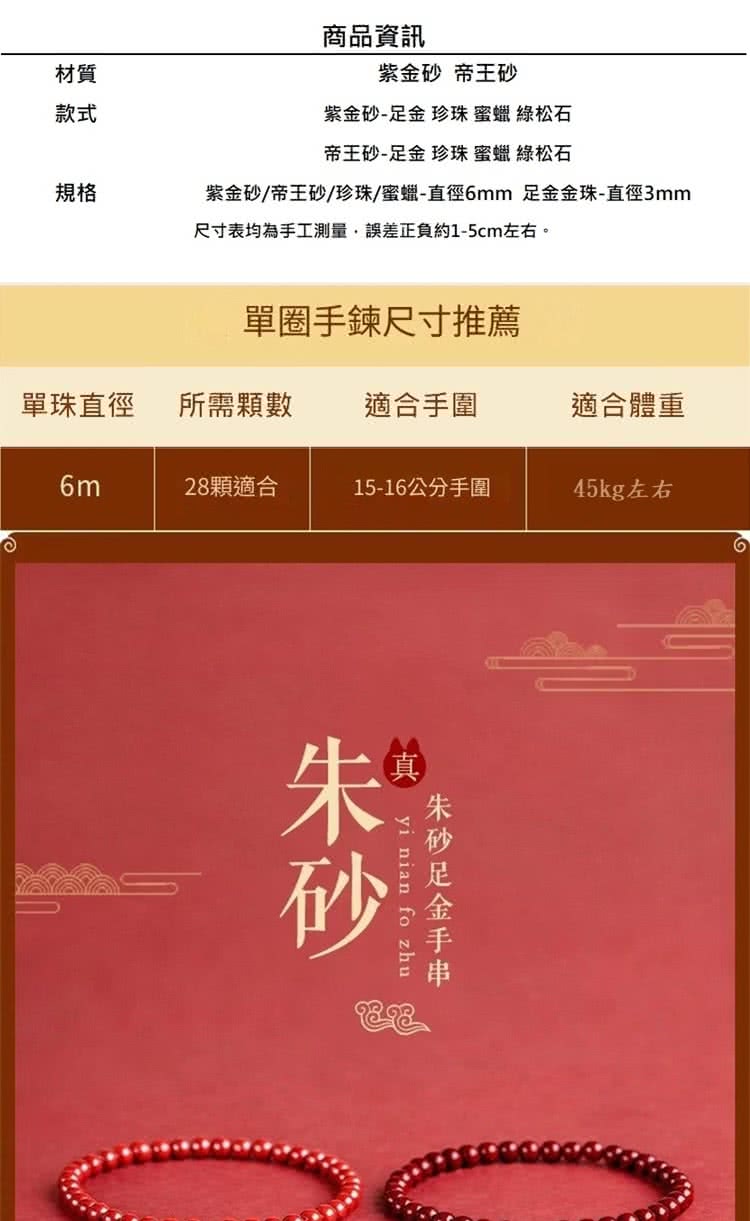 紫金砂帝王砂珍珠蜜蠟直徑6mm 足金金珠直徑3mm