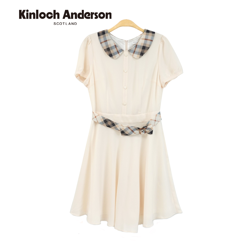 Kinloch Anderson 小格領腰帶連身裙洋裝 金安