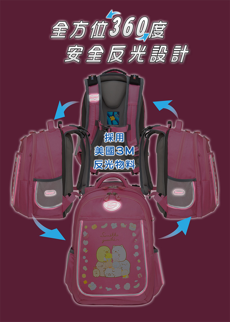 全方位360度 安全反光設計 採用 美國3M PM 反光物料 