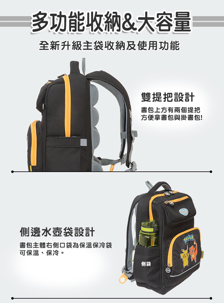 書包主體右側口袋為保溫保冷袋
