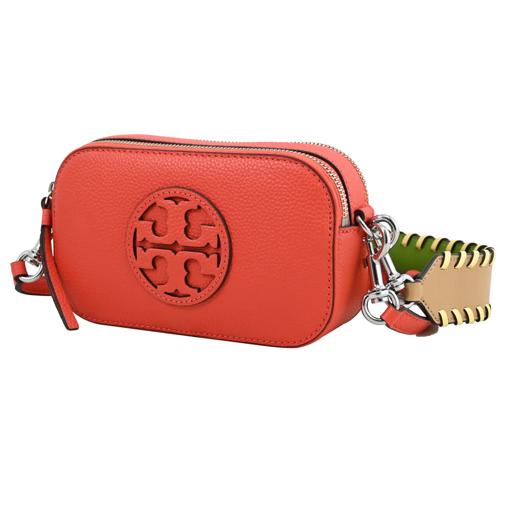 TORY BURCH 經典雙T LOGO荔枝皮革雙背帶雙層相