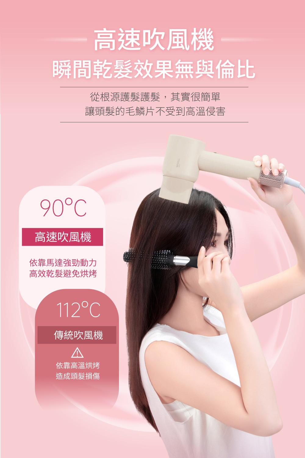讓頭髮的毛鱗片不受到高溫侵害