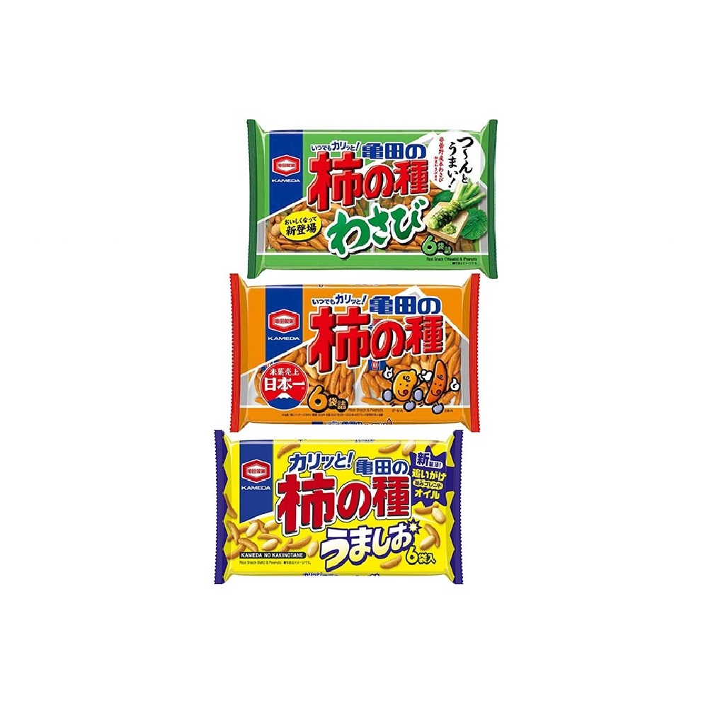 龜田製果 柿種米果 6袋/包 6包組(原味／芥末／鹽味) 推