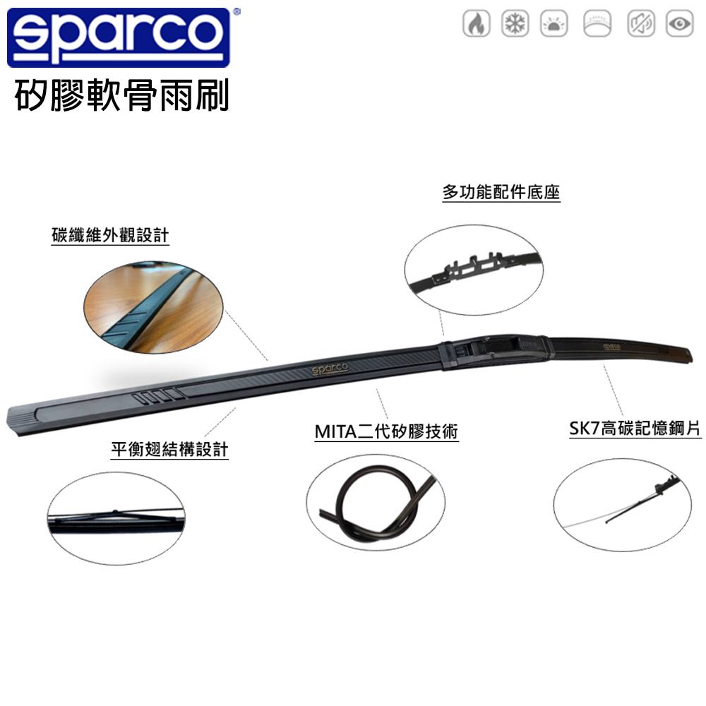 Sparco SPARCO雨刷矽膠軟骨16吋 送安裝(車麗屋