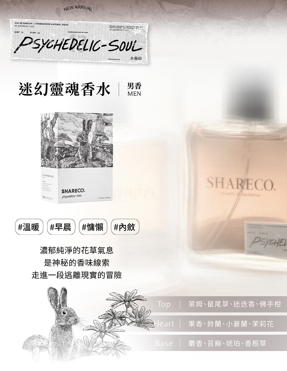 SHARECO 內斂慵懶情慾男性香水100ml+旅行香水分裝