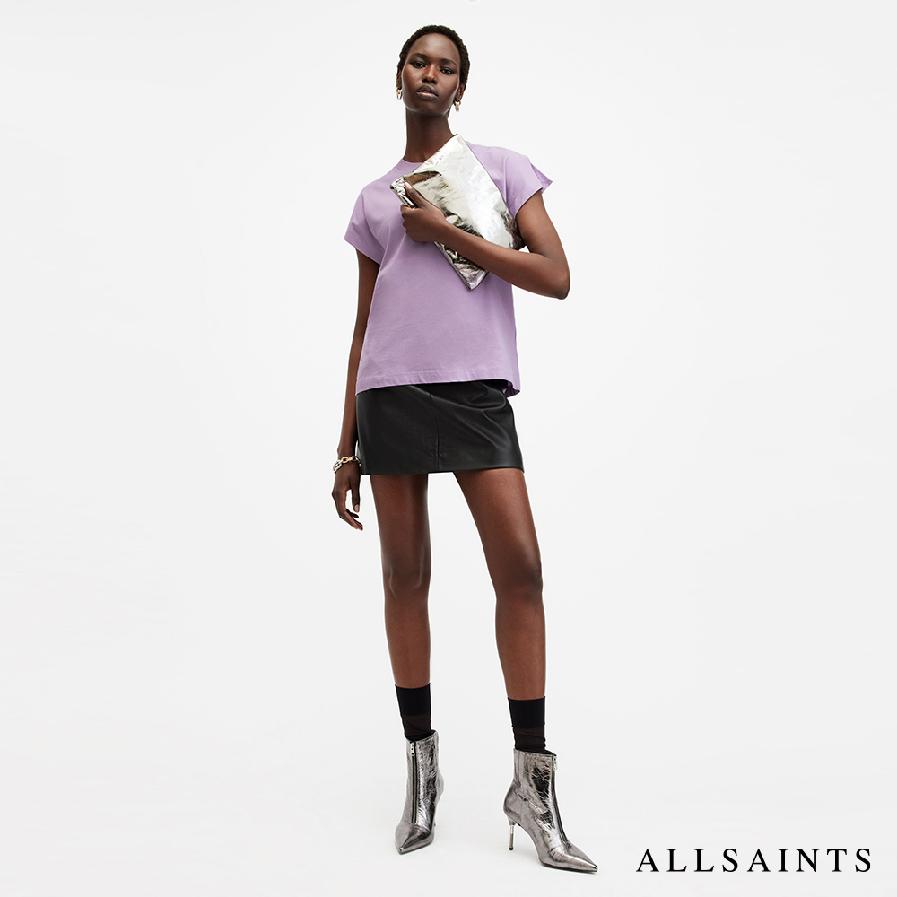 ALLSAINTS RUE 純棉開岔短袖T恤-紫 W185J