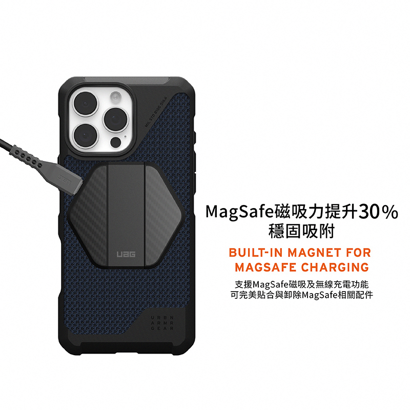 MagSafe磁吸力提升30% 穩固吸附 支援MagSafe磁吸及無線充電功能 可完美貼合與卸除MagSafe相關配件