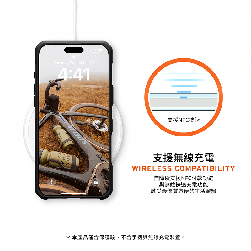 本產品僅含保護殼,不含手機與無線充電裝置。