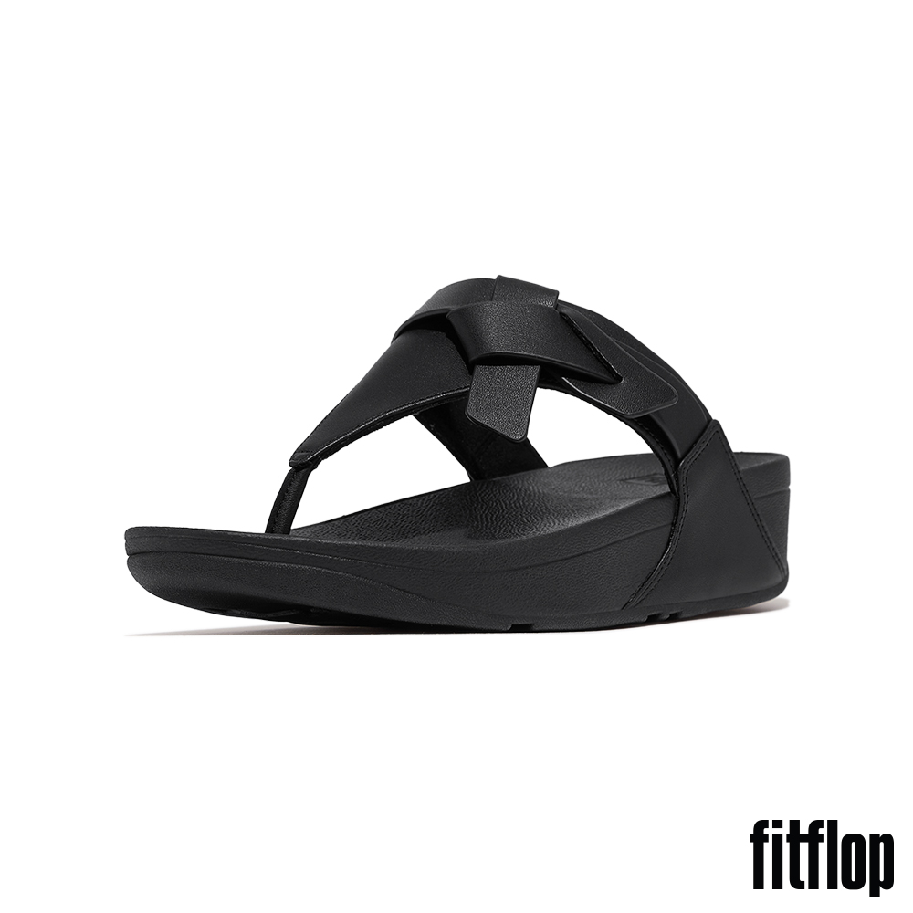 FitFlop LULU 紐結造型皮革夾腳涼鞋-女(黑色)評