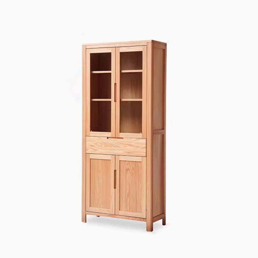 橙家居·家具 /預購/挪威系列四門一抽實木書櫃B款 NW-A