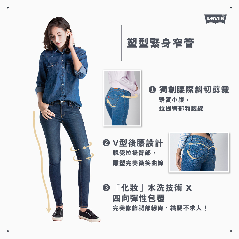 LEVIS 官方旗艦 REVEL女款高腰緊身提臀牛仔褲 / 