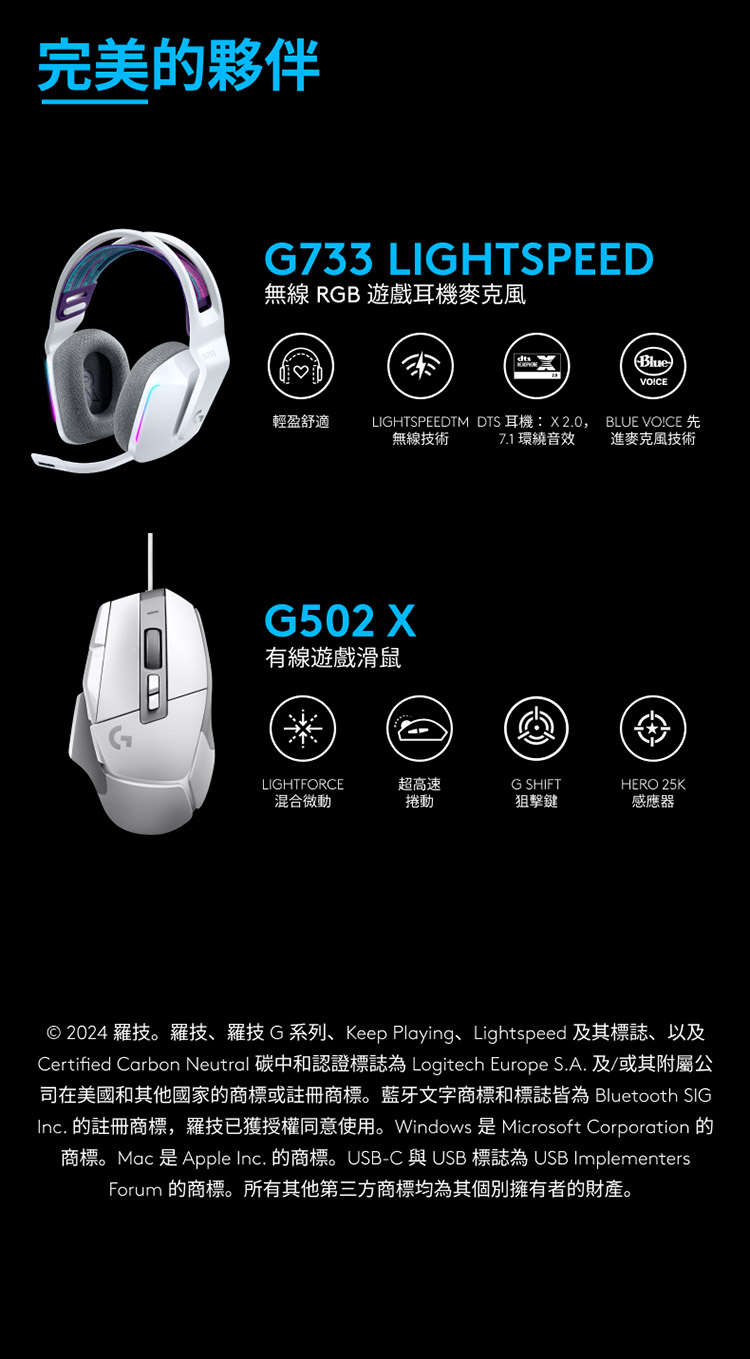 Certified Carbon Neutral 碳中和認證標誌為 Logitech Europe S.A.及或其附屬公