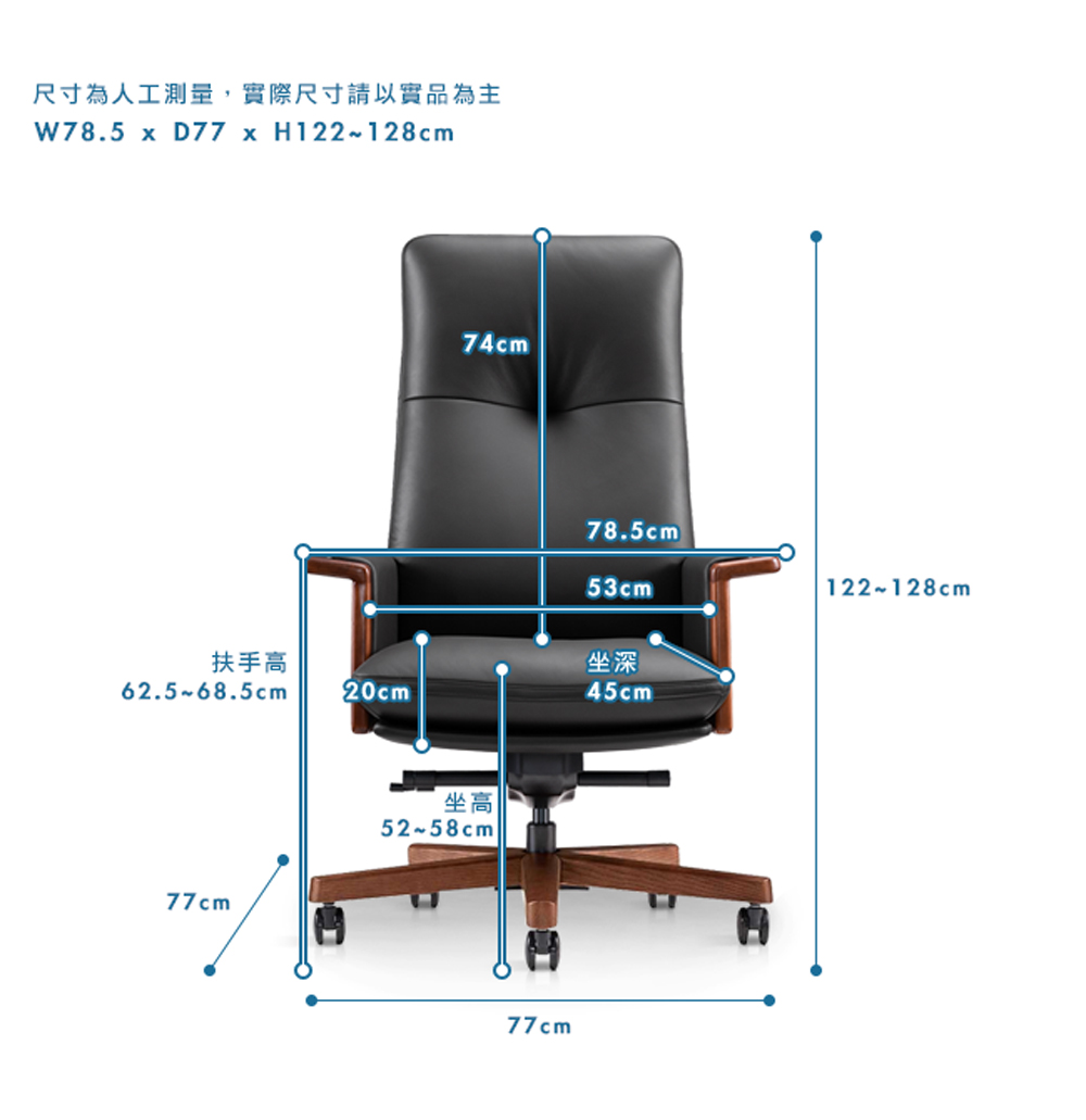 尺寸為人工測量,實際尺寸請以實品為主 扶手高 坐深 坐高 
