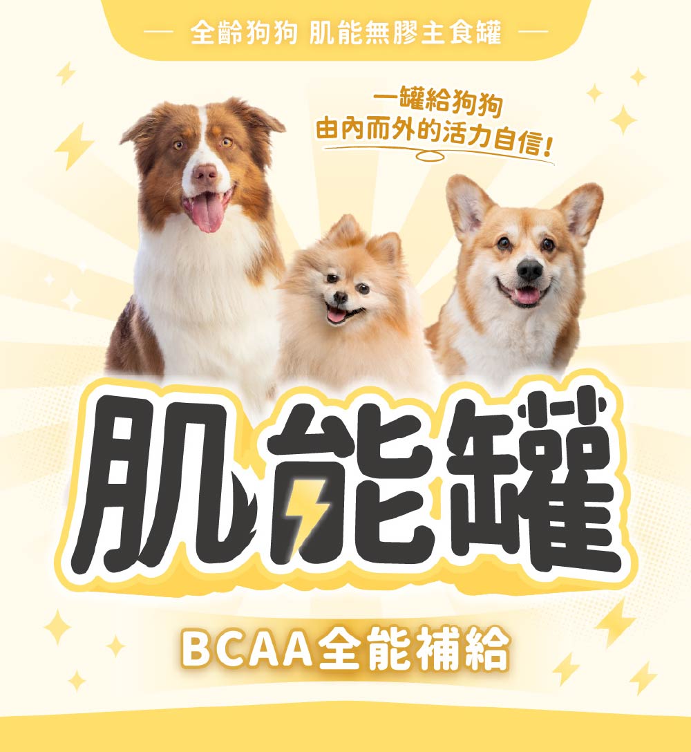 全齡狗狗 肌能無膠主食罐 一罐給狗狗 由内而外的活力自信 肌能罐 BCAA全能補給 