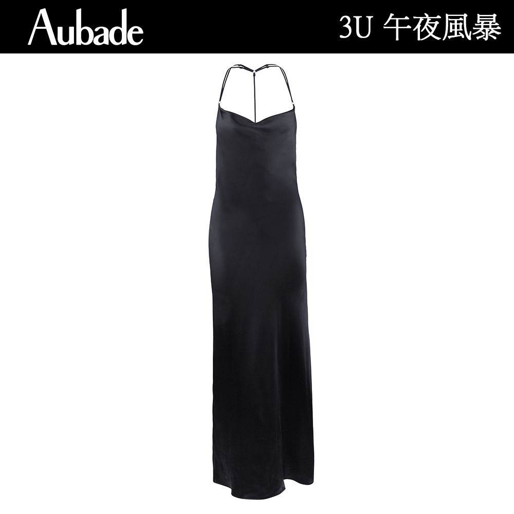 Aubade 午夜風暴100%蠶絲美背性感長襯裙 舒適性感睡