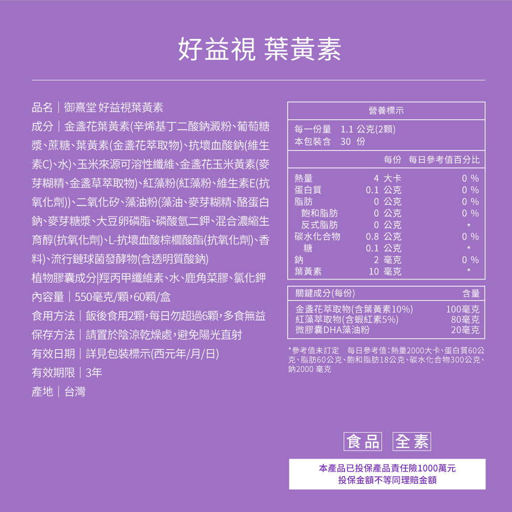 克、脂肪60公克、飽和脂肪18公克、碳水化合物300公克、