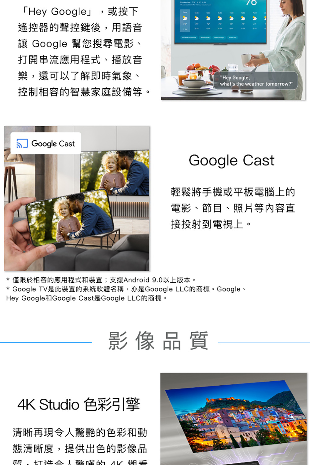 Google TV是此裝置的系統軟體名稱,亦是Gooogle LLC的商標。Google.