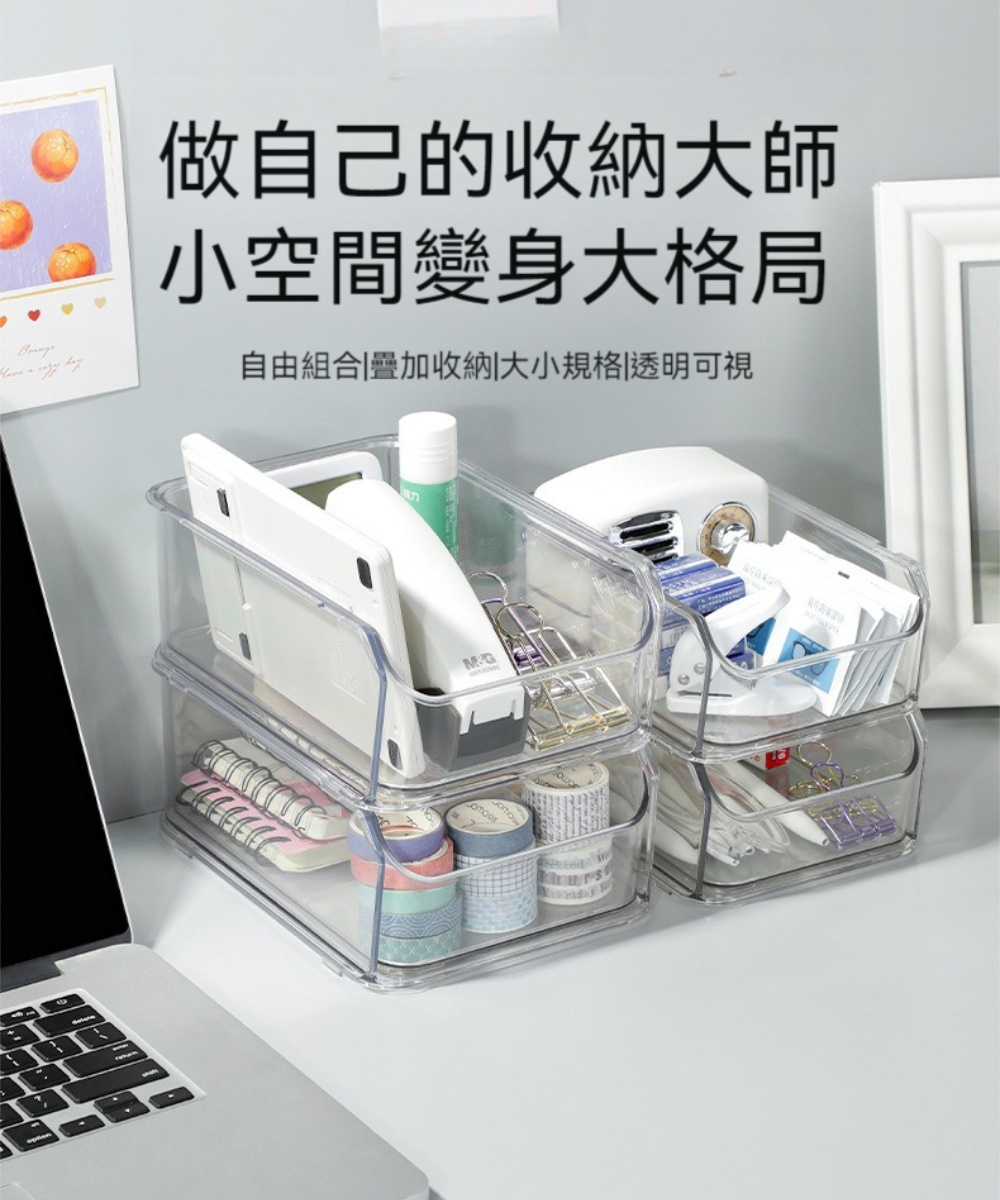 茉家 桌面DIY小櫥櫃透明簡約抽屜收納盒(小號3組)折扣推薦