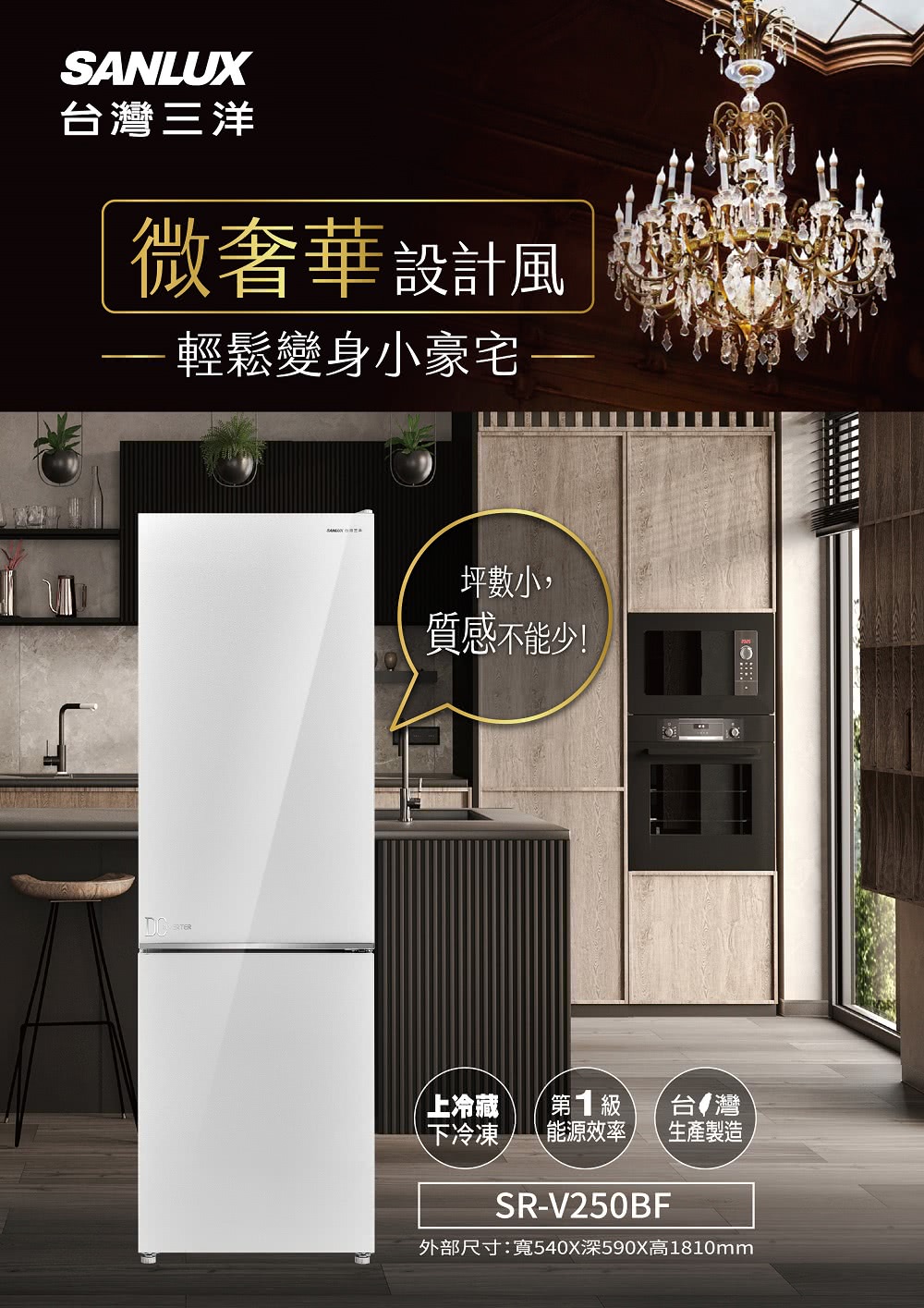 SANLUX 台灣三洋 250L一級能效都會小宅電冰箱(SR