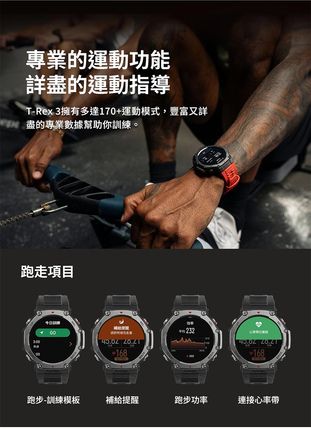 TRex 3擁有多達170運動模式,豐富又詳