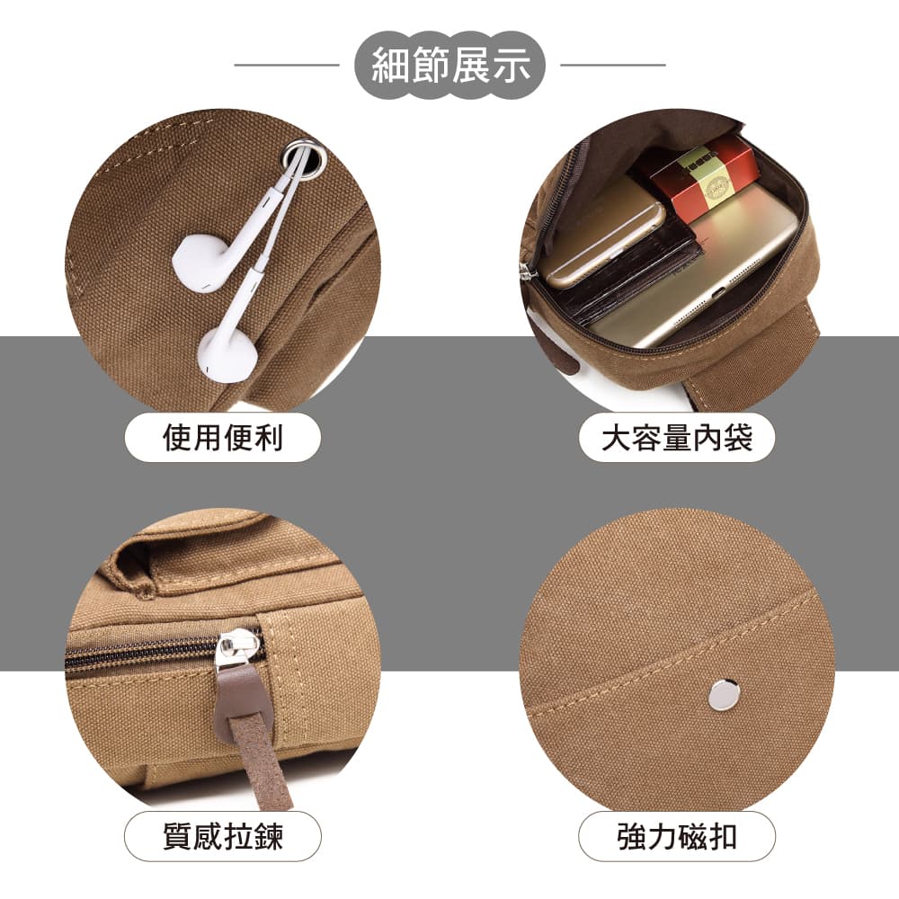 細節展示 使用便利 大容量內袋 質感拉鍊 強力磁扣 