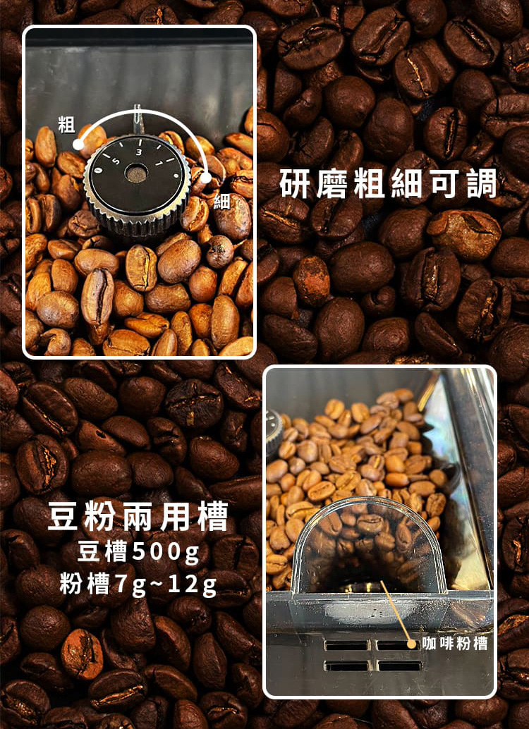 豆粉兩用槽 豆槽500gp 粉槽7g12g 研磨粗細可調 咖啡粉槽 