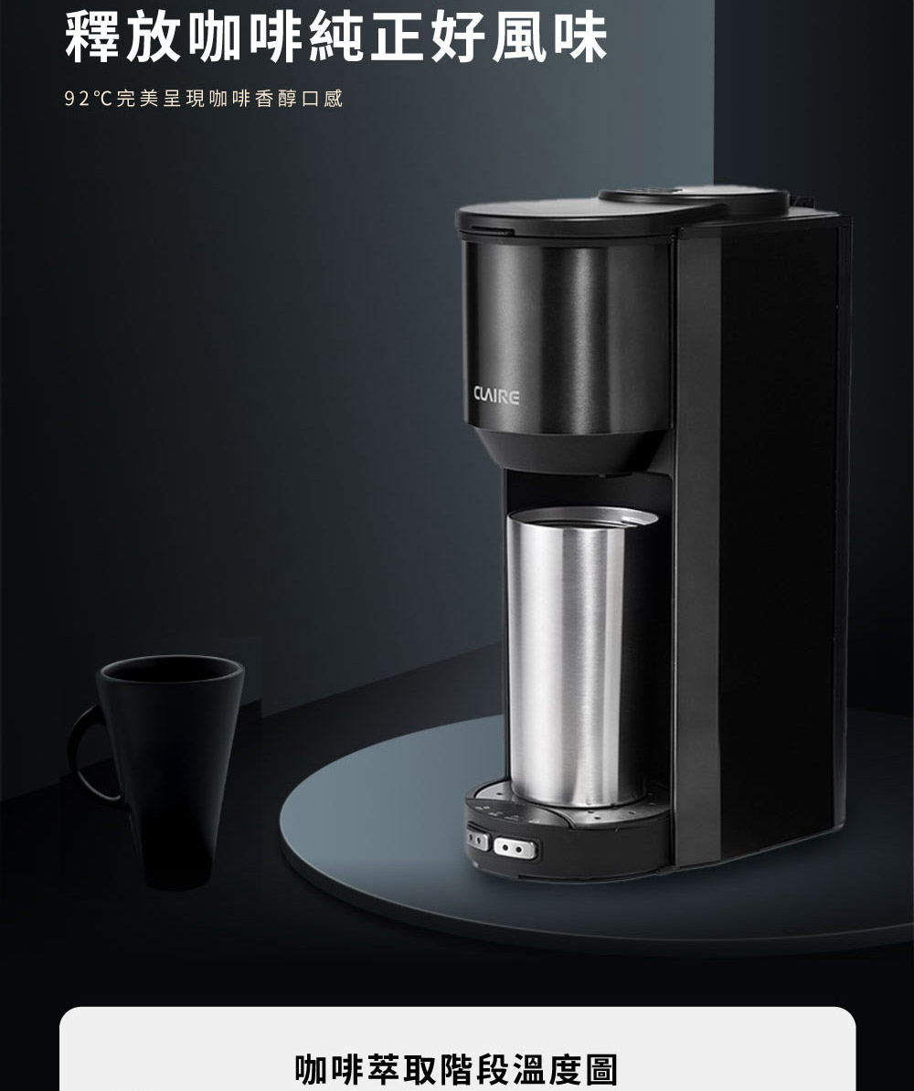 釋放咖啡純正好風味 92完美呈現咖啡香醇口感 咖啡萃取階段溫度圖 