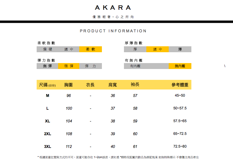 根據測量位置與方式的不同,測量可能存在12cm誤差,請知悉模特兒配戴的飾品為搭配效果 如無特殊標示不會匯主商品寄出