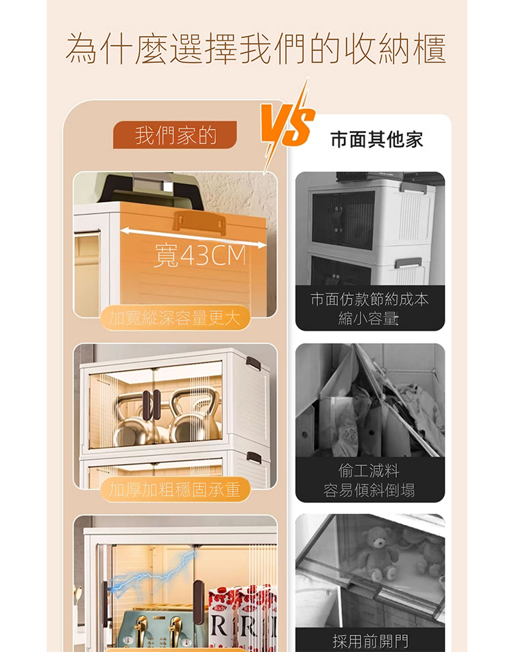 懶人聯盟 收納折疊收納箱 玩具零食置物櫃 整理盒廚房(寬55
