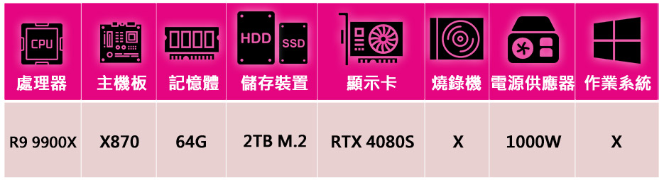 華碩平台 R9十二核RTX 4080S-16G{碧甲}電競機