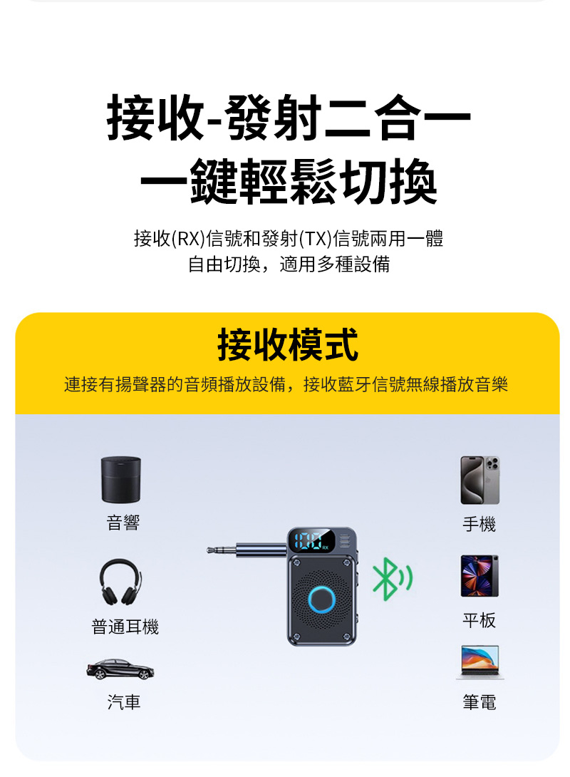 連接有揚聲器的音頻播放設備,接收藍牙信號無線播放音樂