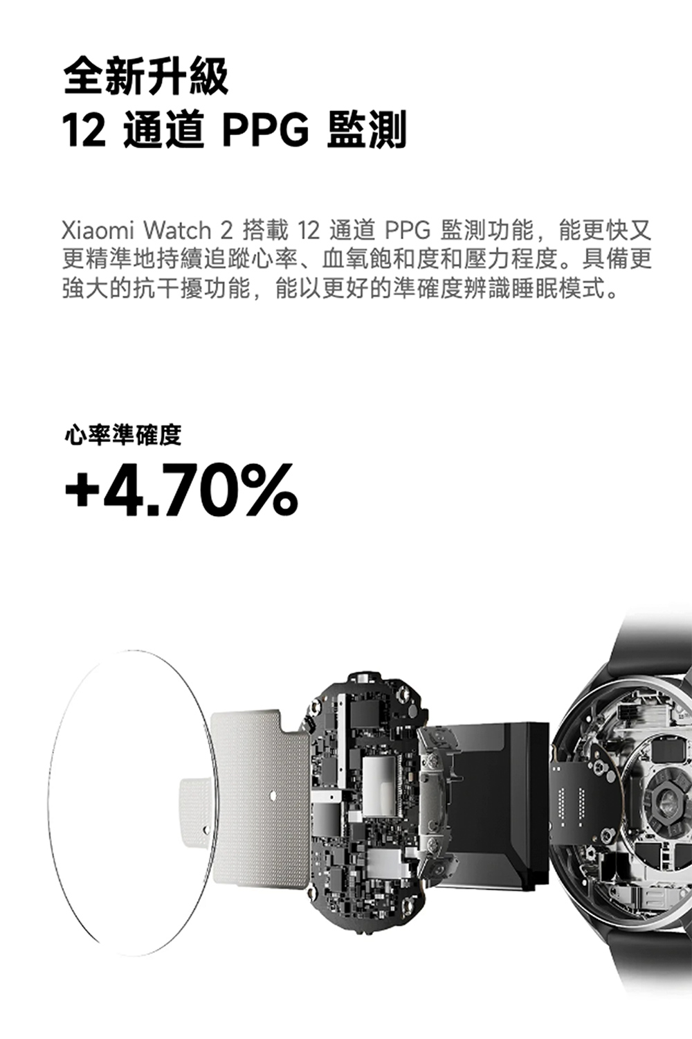 Xiaomi Watch 2 æ­è¼ 12 éé PPG ç£æ¸¬åè½,è½æ´å¿«å