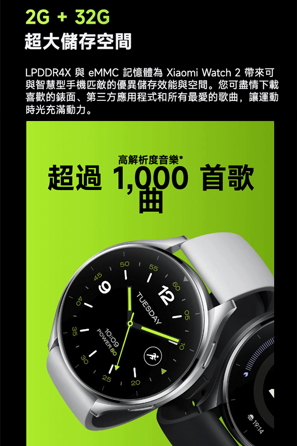 LPDDR4X è eMMC è¨æ¶é«çº Xiaomi Watch 2 å¸¶ä¾å¯