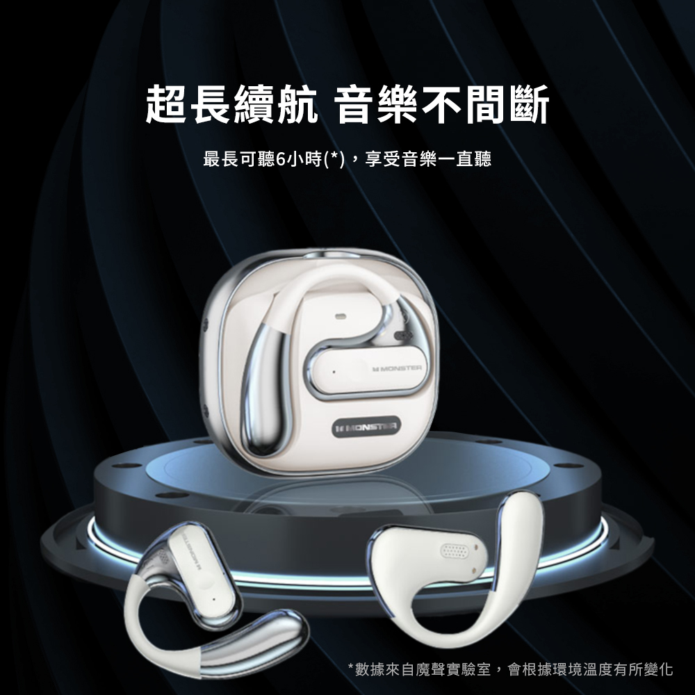 超長續航 音樂不間斷 最長可聽6小時,享受音樂一直聽 數據來自魔聲實驗室,會根據環境溫度有所變化 