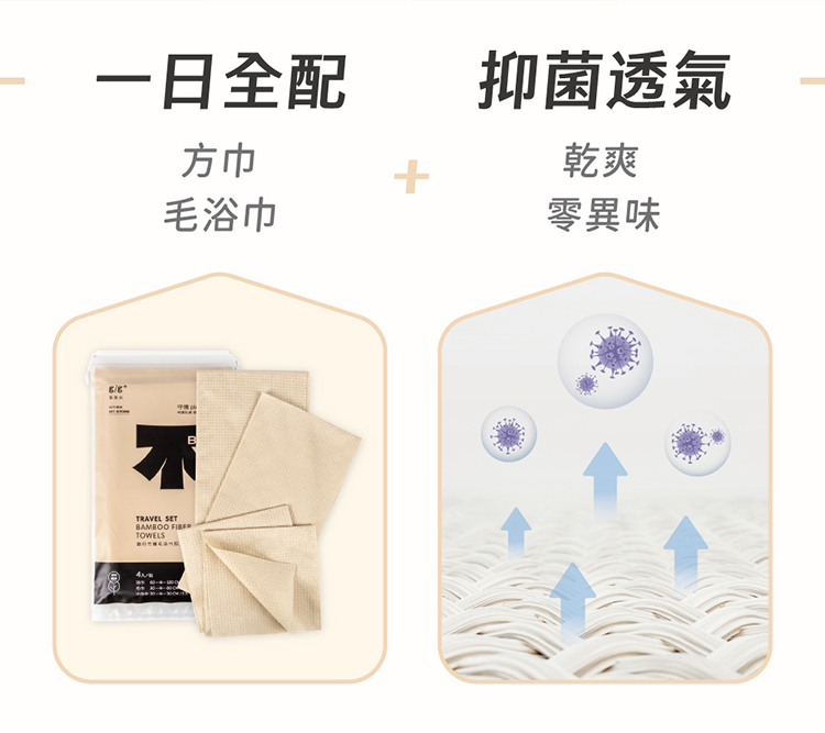 居居加 旅行竹纖毛浴巾四入組必買4+1組合(拋棄式 一次性 