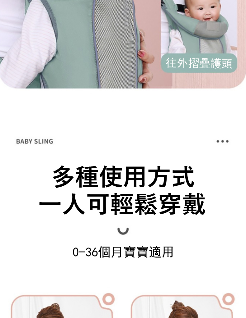 往外摺疊護頭 多種使用方式 一人可輕鬆穿戴 036個月寶寶適用 