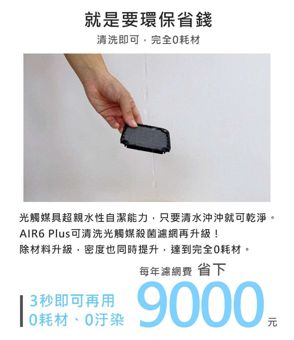 光觸媒具超親水性自潔能力,只要清水沖沖就可乾淨。