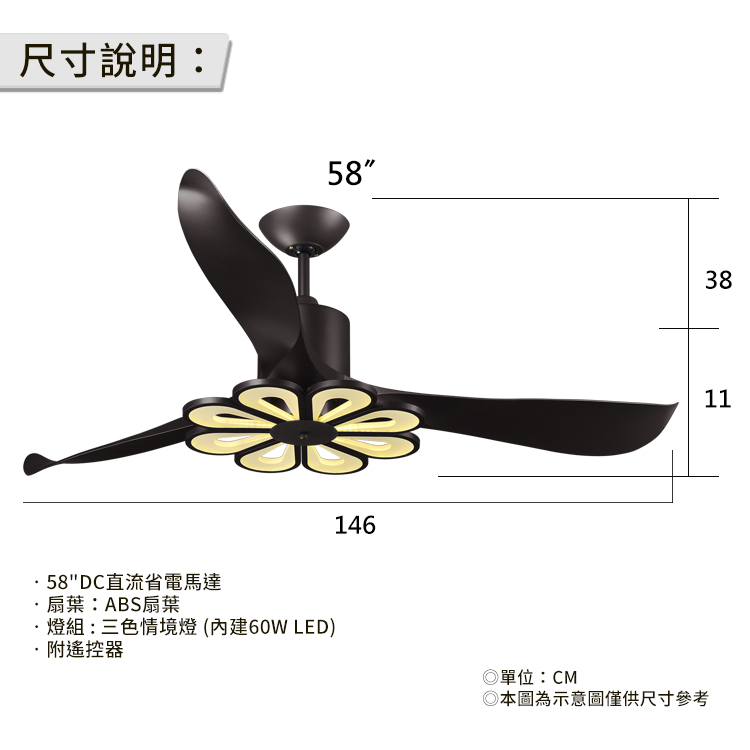 飛馬 摩登花語 58吋DC直流吊扇 附遙控器(不含安裝) 推