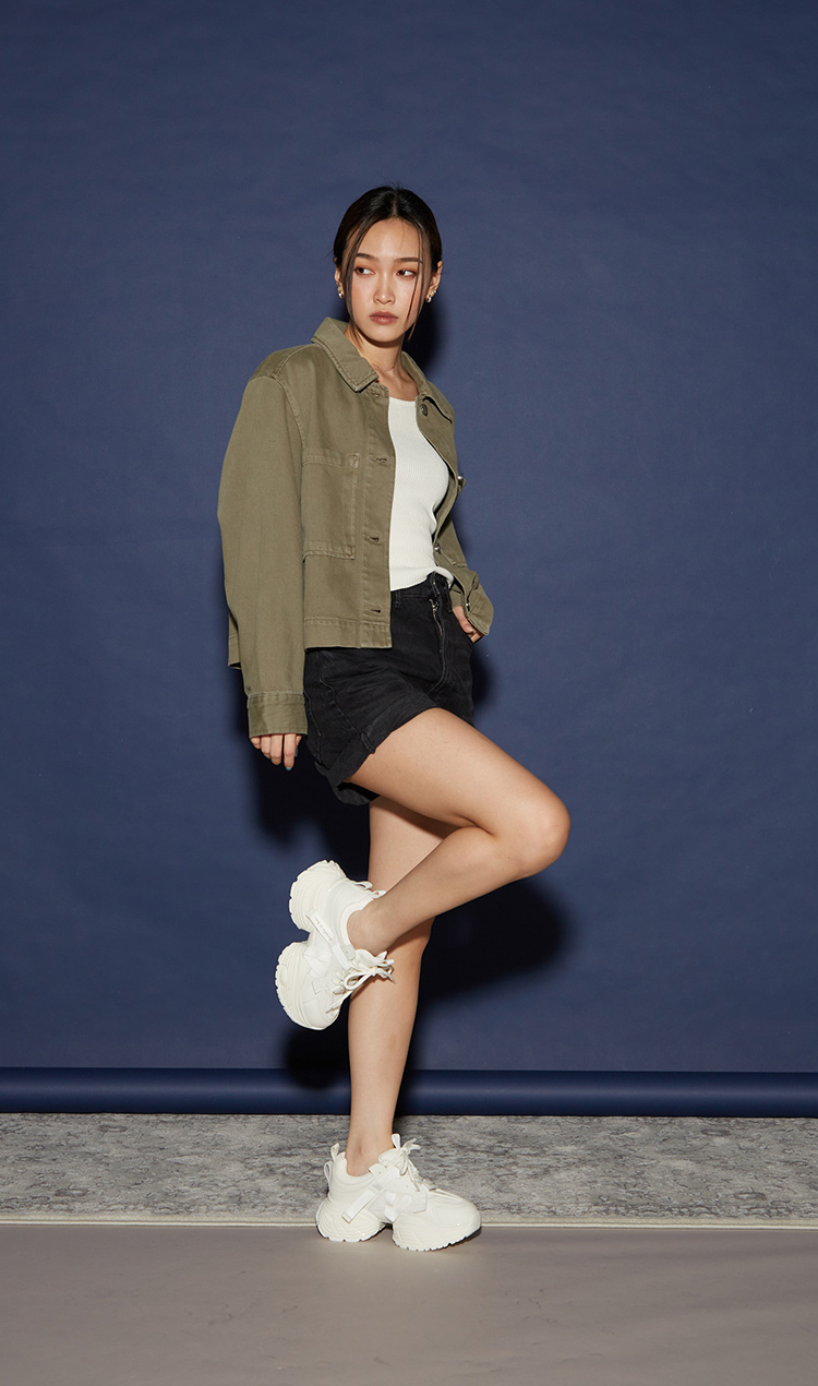 TAS 透氣網布真皮綁帶厚底老爹鞋(米色)好評推薦