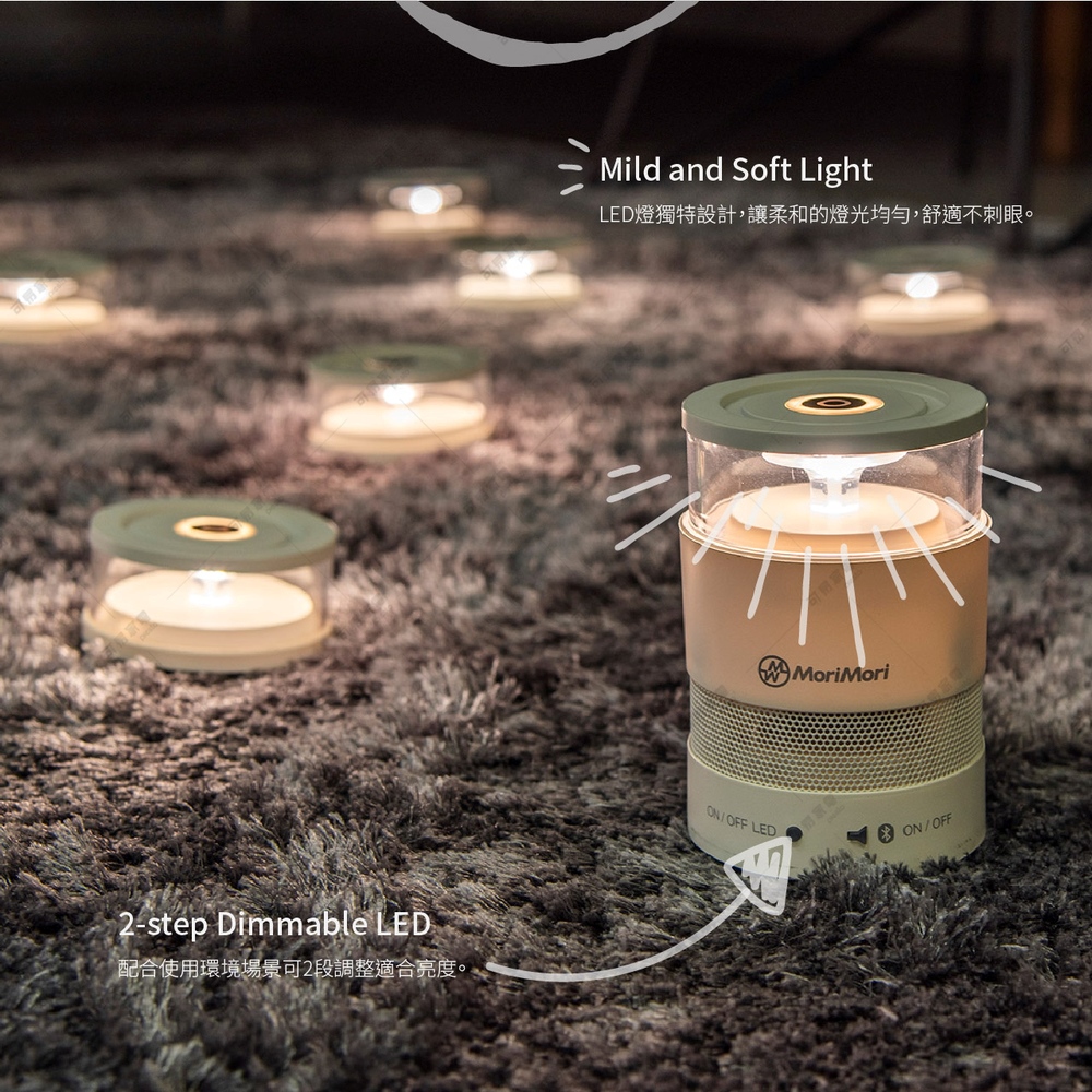 配合使用環境場景可2段調整適合亮度。 LED燈獨特設計,讓柔和的燈光均勻,舒適不刺眼。 