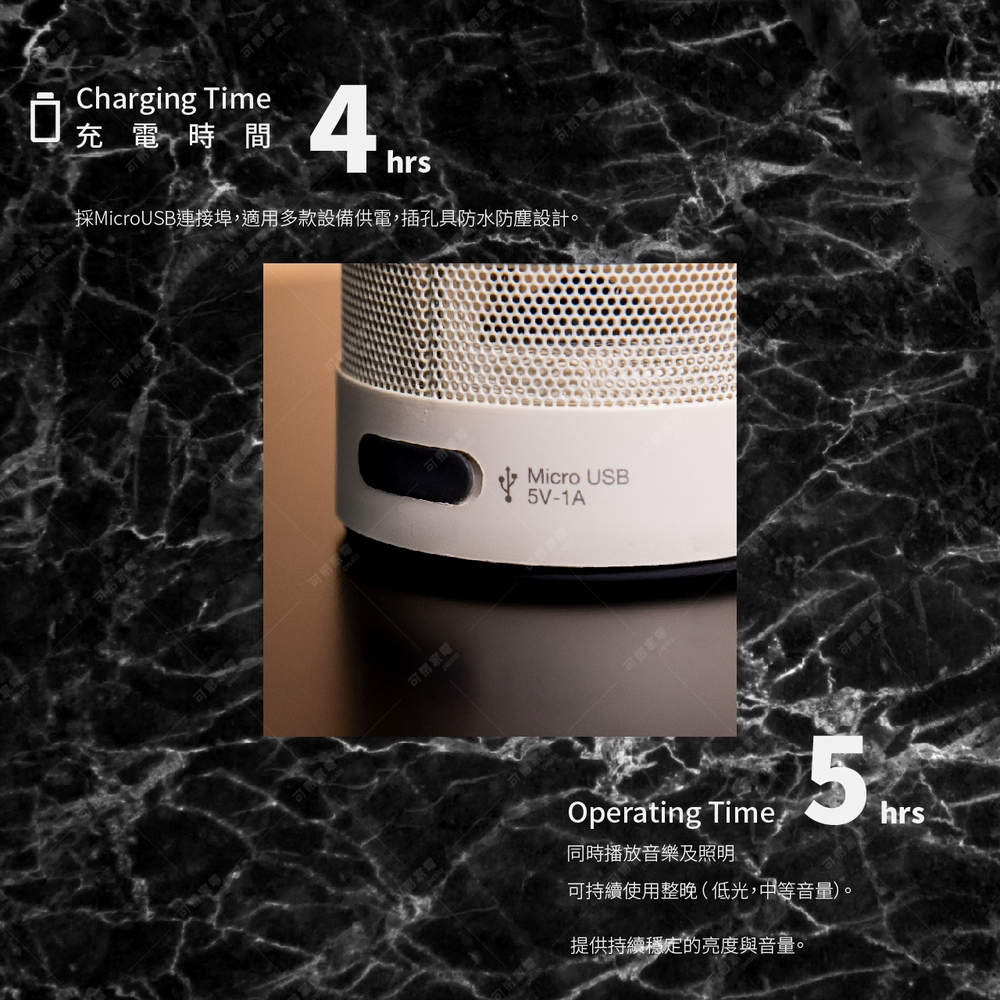 採MicroUSB連接埠,適用多款設備供電,插孔具防水防塵設計。