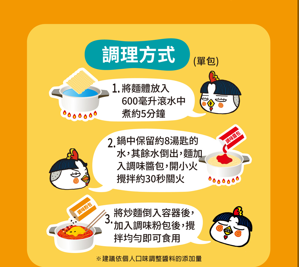 建議依個人口味調整醬料的添加量